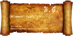 Wimmer Györk névjegykártya